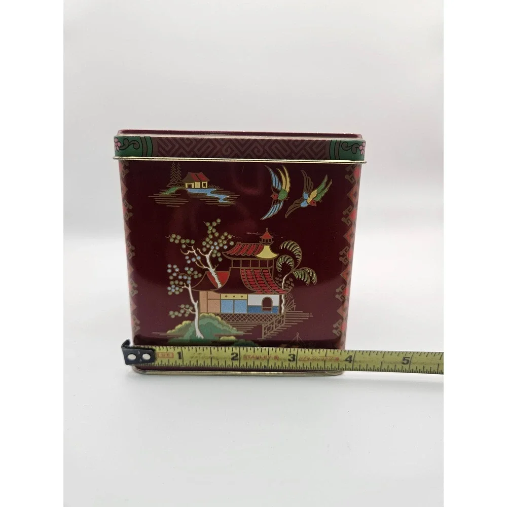 Vintage 1970s Daher Chinoiserie Pagoda Design Tea Tin, Made in England