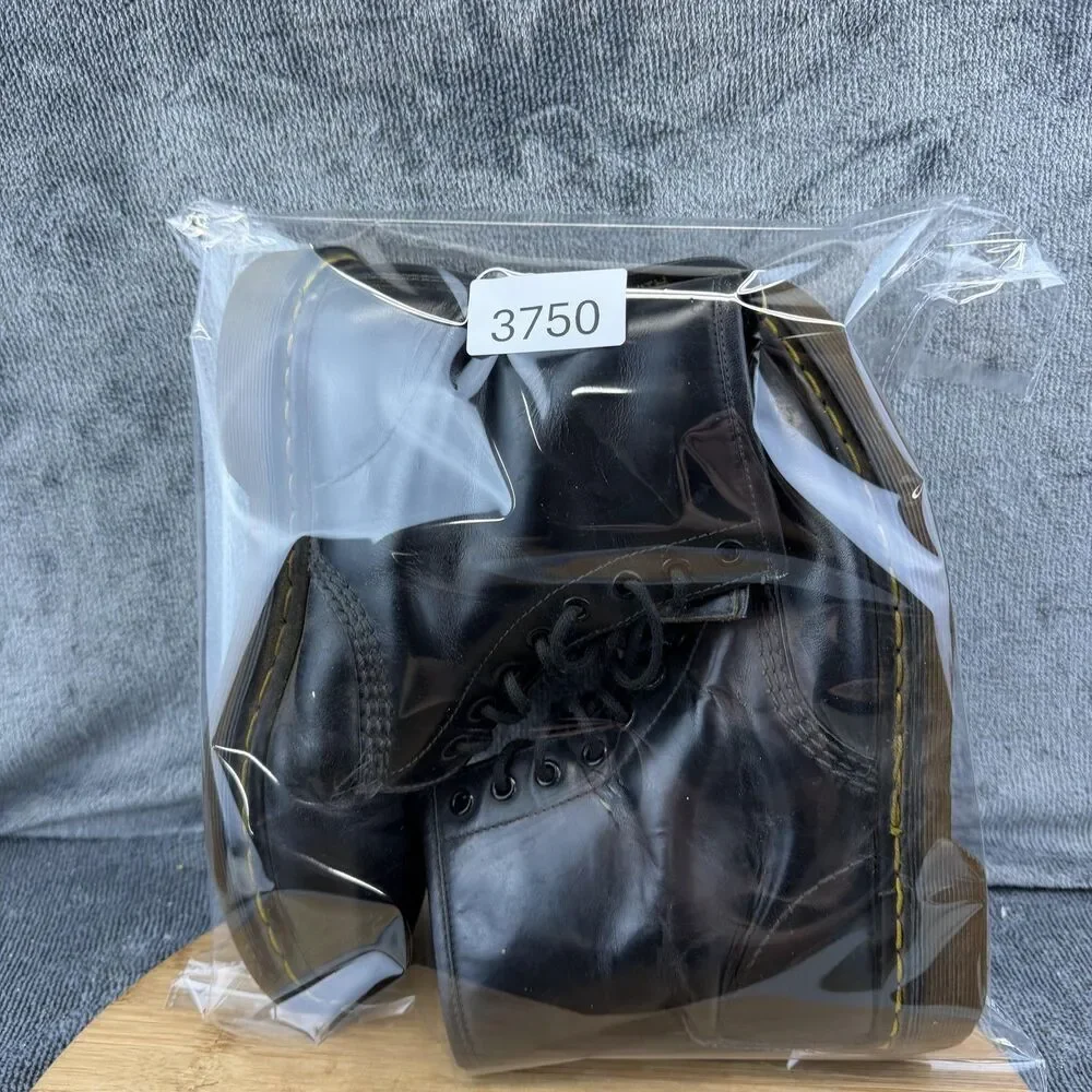 Dr. Martens 1460 Boots Mens Size 6 Black Leather Combat Lace Up Made In England