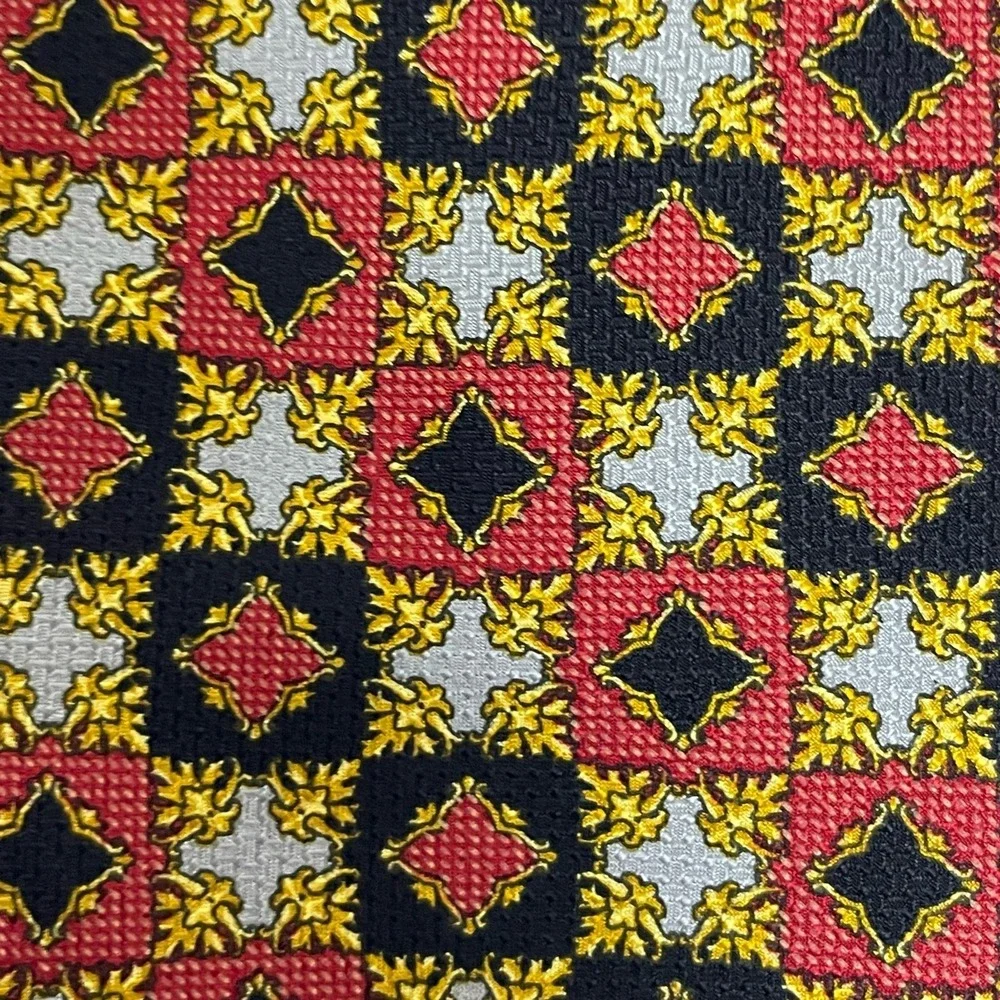 Gianni Versace‎ Men's Vintage Silk Necktie Geometric Squares Designer
