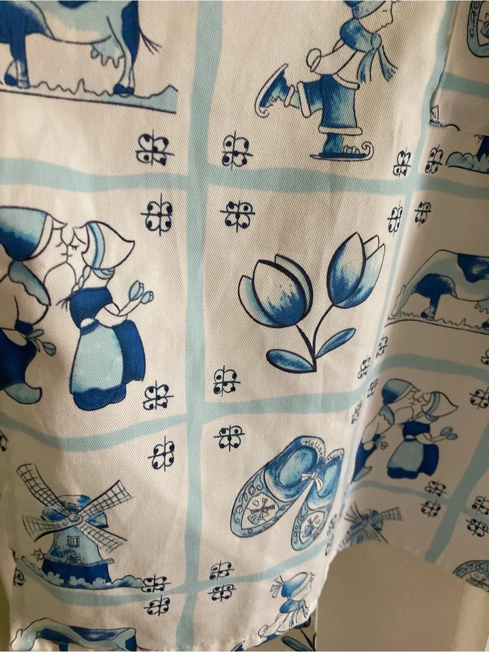 Classic Blue & White Tulip Print Kitchen Apron