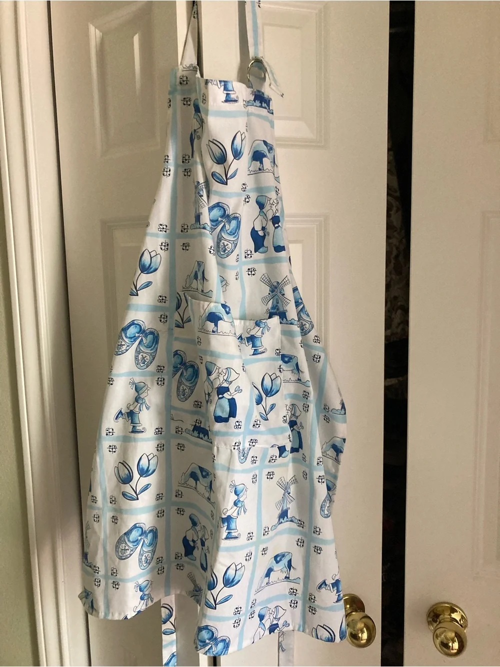 Classic Blue & White Tulip Print Kitchen Apron