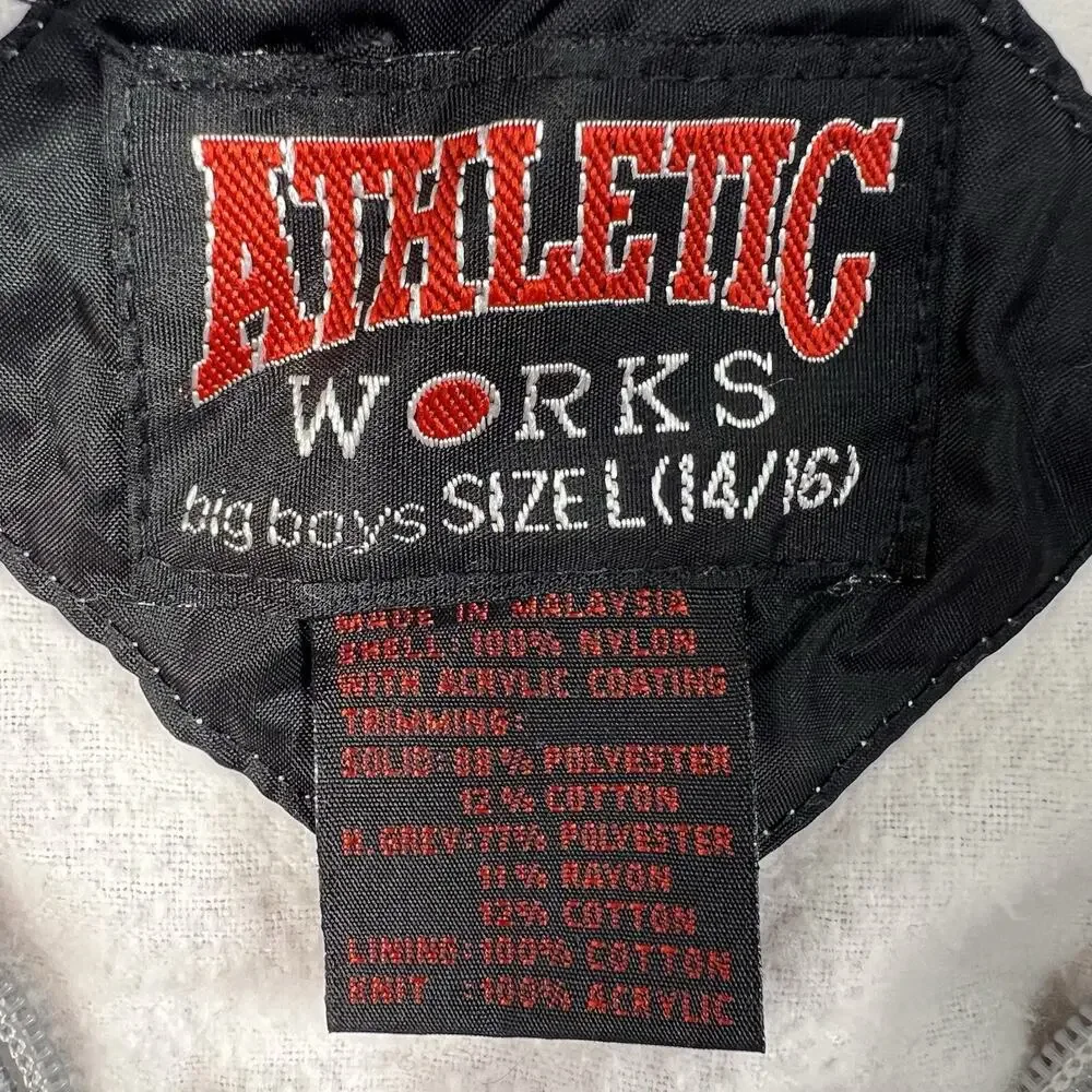 Vtg‎ 90s Athletic Boys L 14/16 Works Youth Jacket Layered Look Track Lined Black