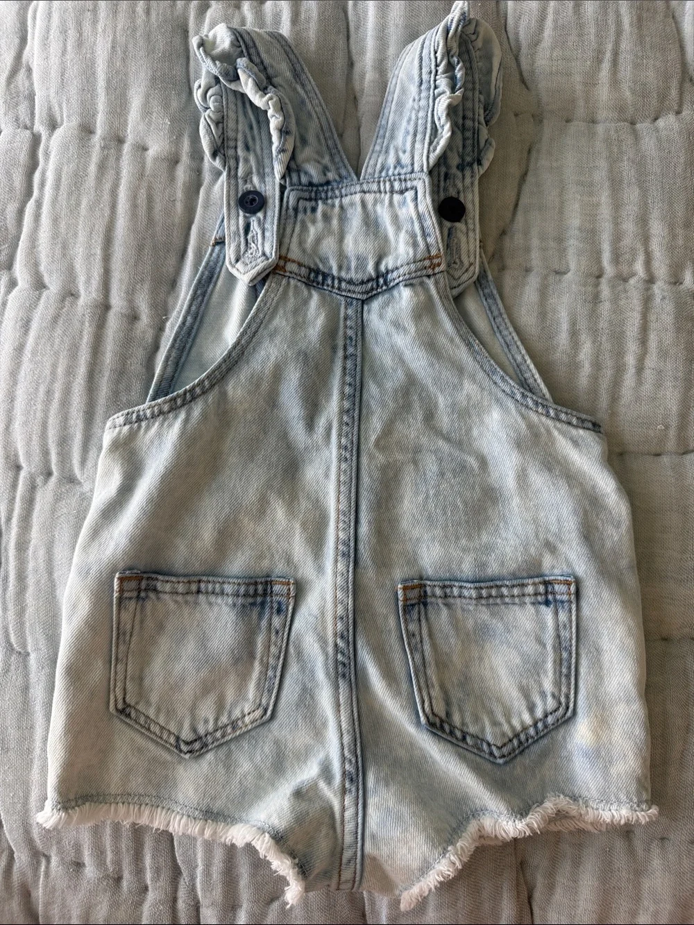 GAP Light Blue Washed Denim Short Overalls