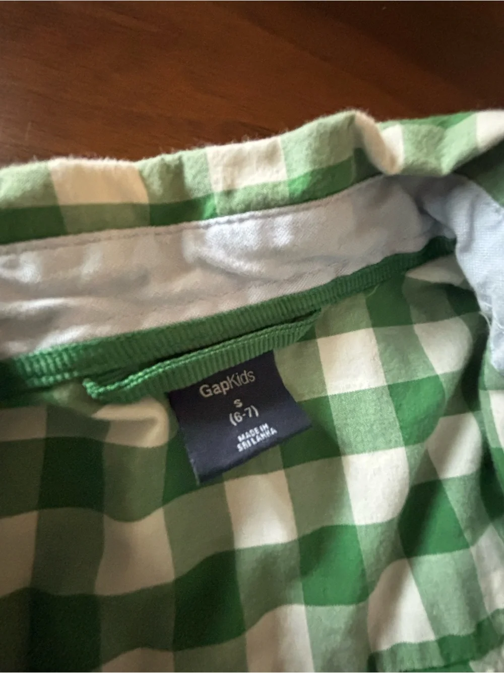 GAP Green and White Plaid Button-Down Shirt