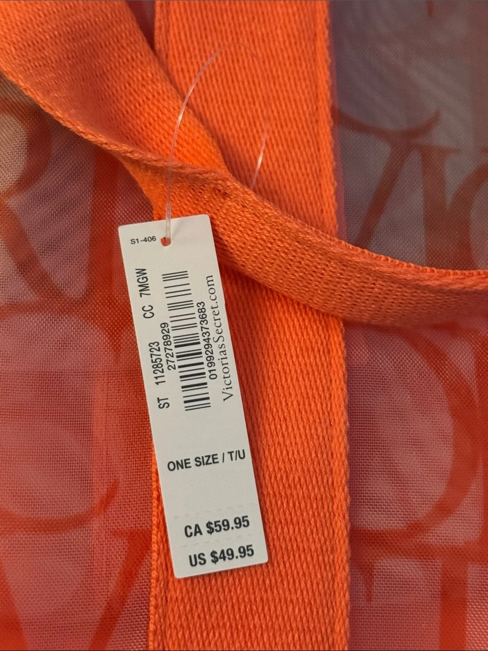 Victoria Secret Tote Bag in Bright Coral/Orange