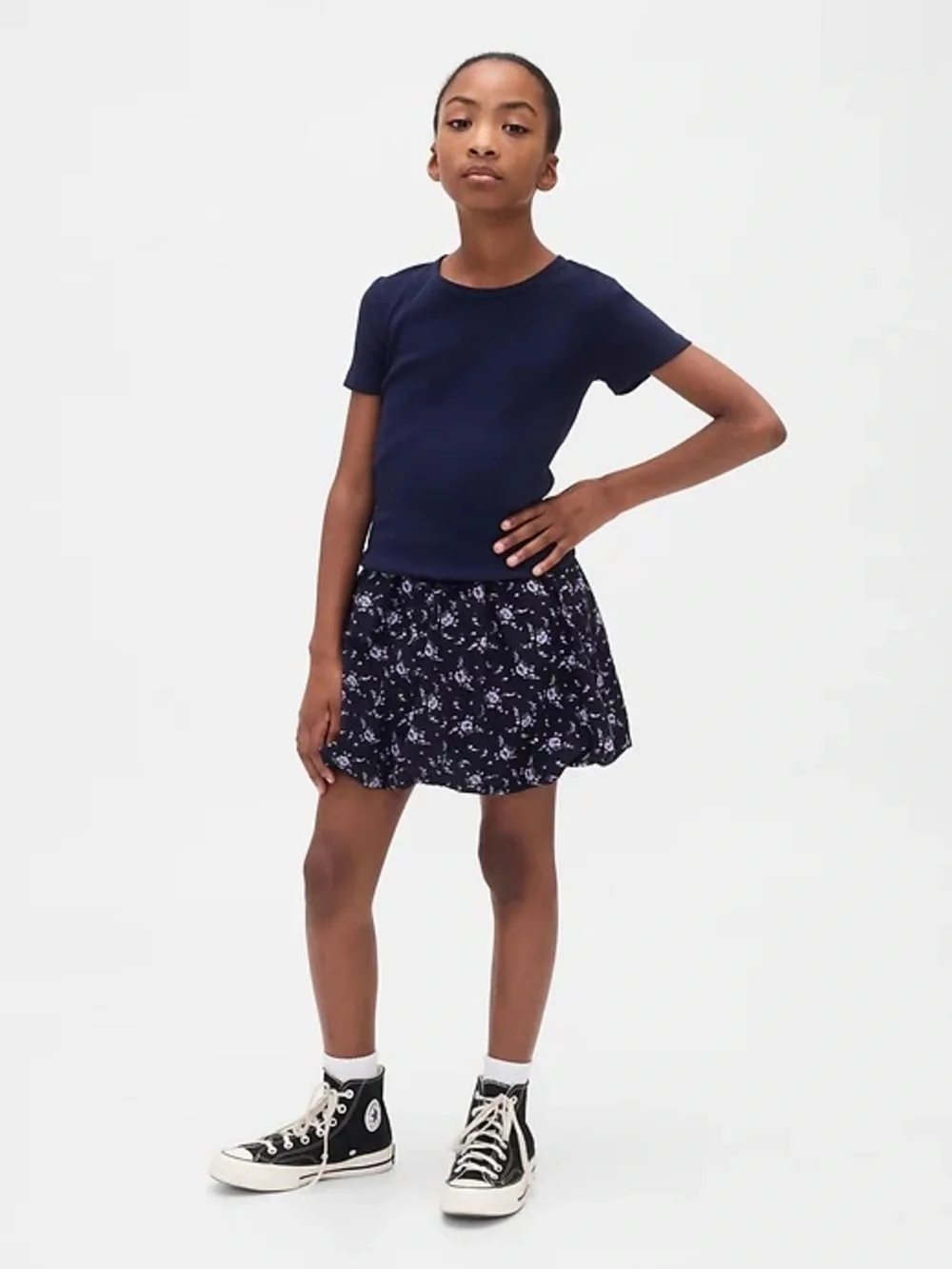 GAP Navy kids easy bubble skort with navy ditsy Floral Print