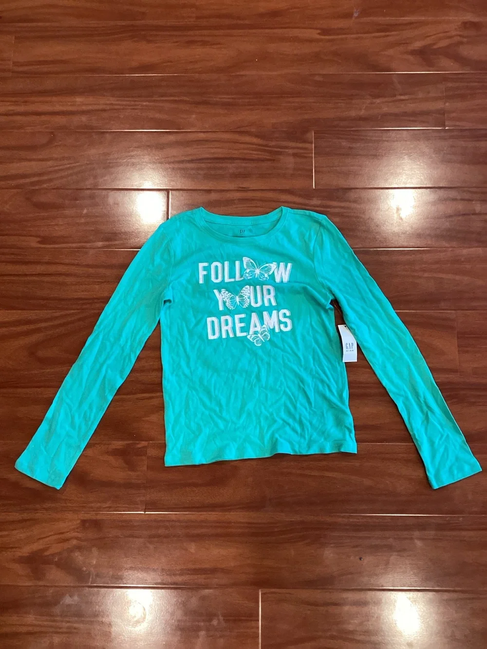 GAP Long Sleeve Tee in Teal Girls Size Large