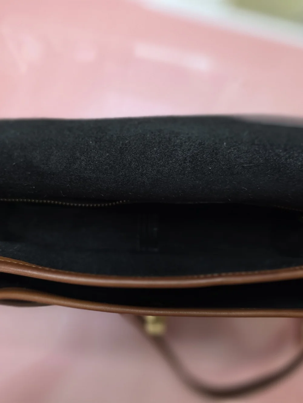 Coach Black Leather Crossbody with Brown Trim and Gold Turn-Lock