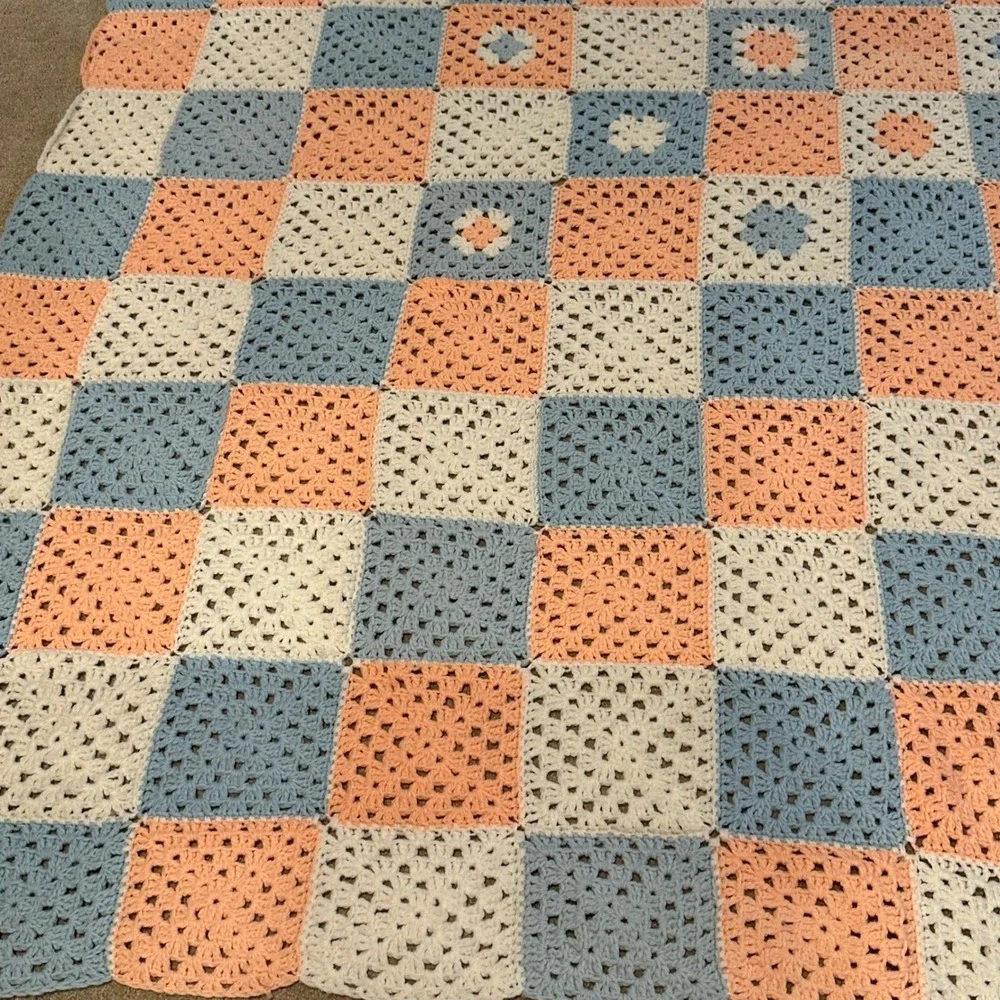 Handmade Crochet Granny Square Blanket 95x74