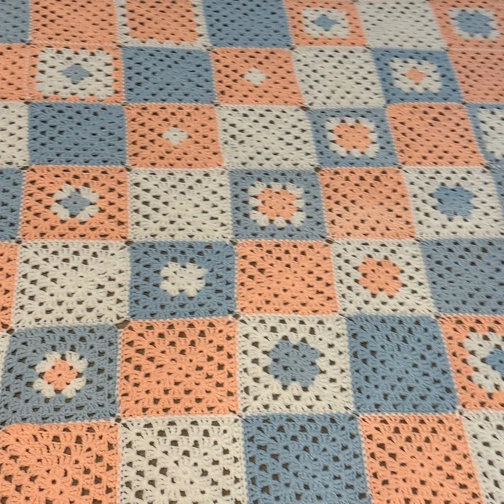 Handmade Crochet Granny Square Blanket 95x74