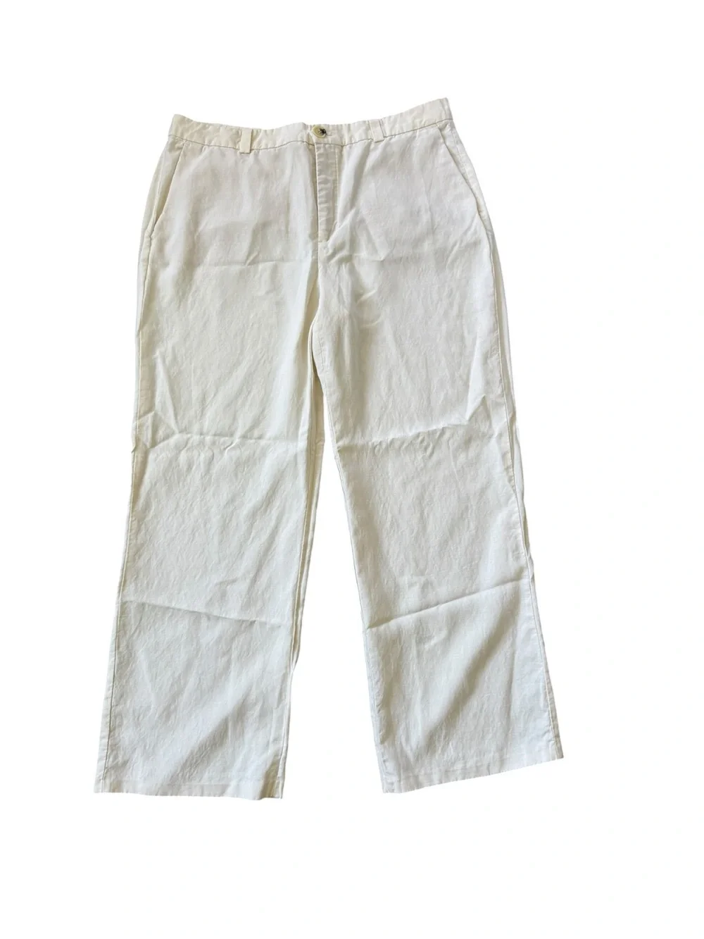 Zara Off white cream Wide Leg Trousers Linen Blend Pants size xxl