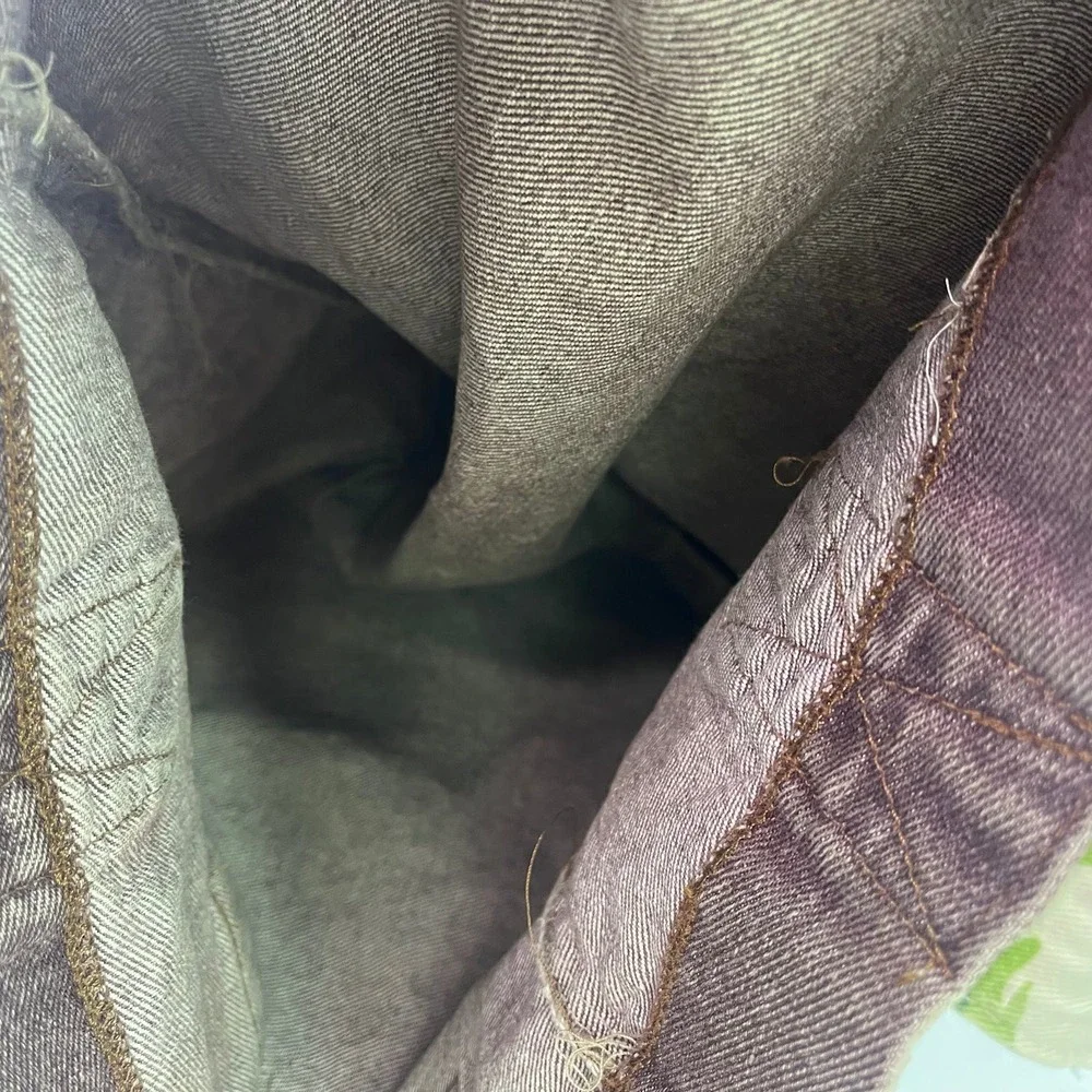 Vintage Esprit Purple Acid Wash Denim Tote Bag Camo Trim Cotton 57138 Mexico