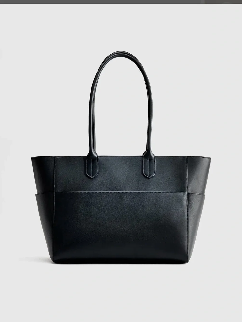 Quince Hudson Black Leather Tote Bag - Black