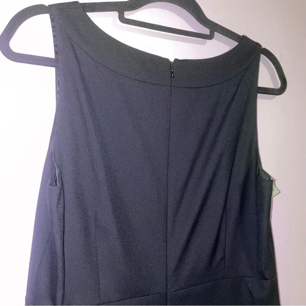 J Crew Size 10 Black Sheath Dress 100% Wool Sleeveless High Neck