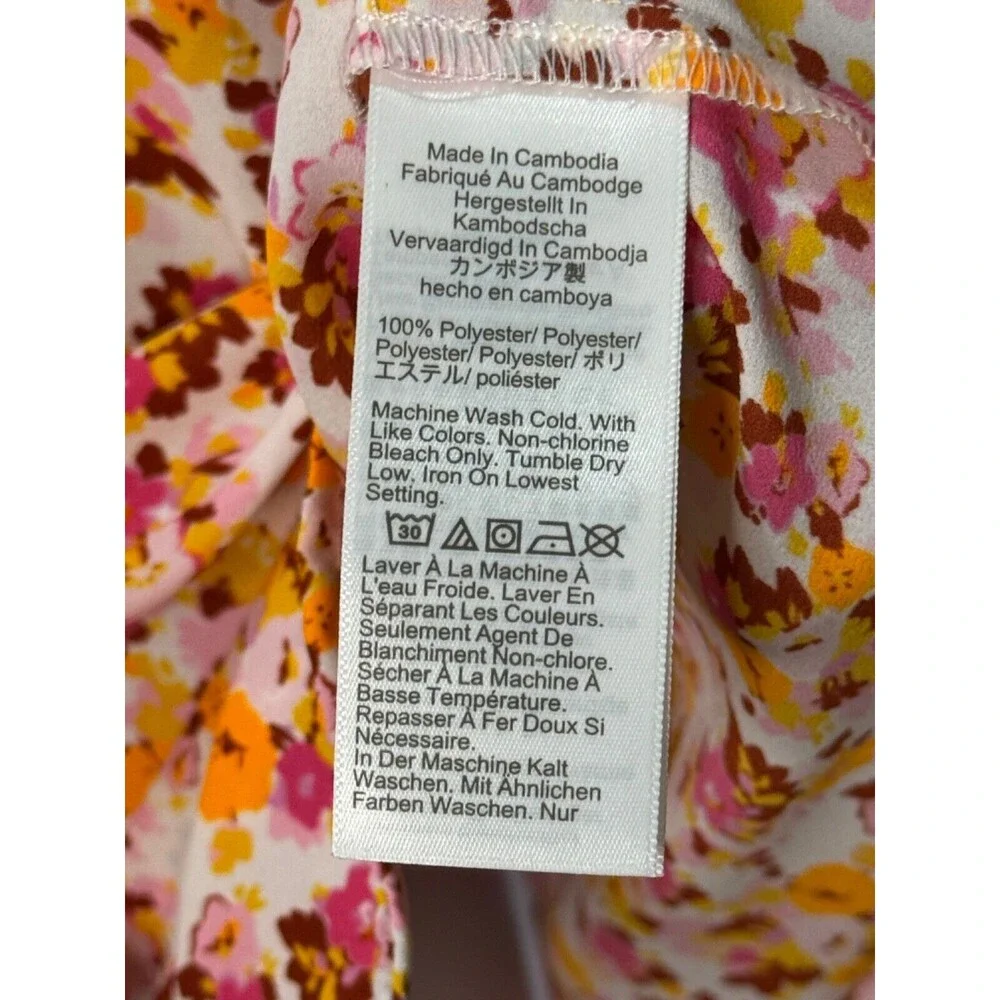 J Crew Women’s Floral All Over Print Multicolor Button Up V Neck Shirt Large