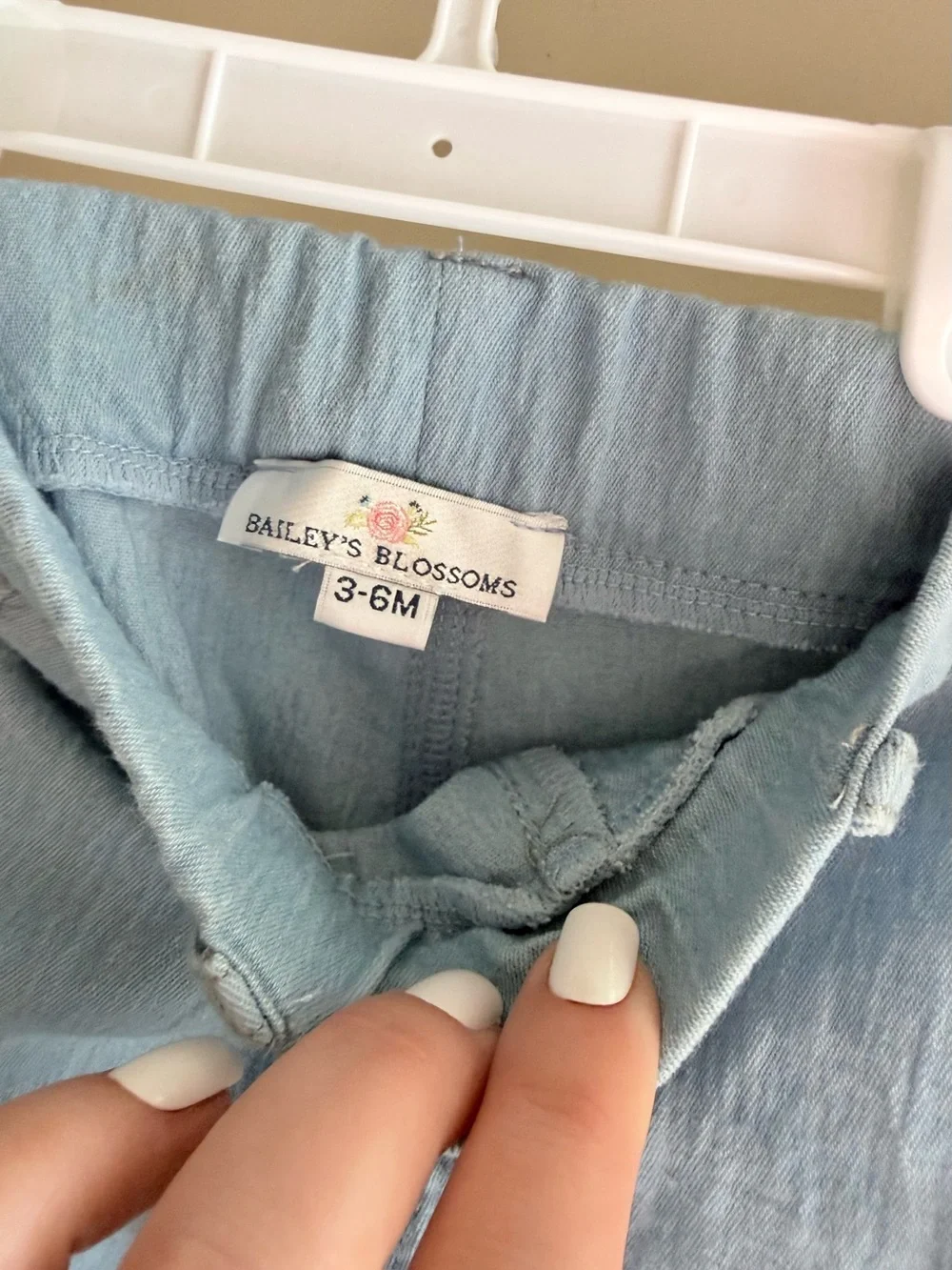 3 for $25 Bailey’s Blossoms Light Blue Knit Pants with Pink Feather Trim