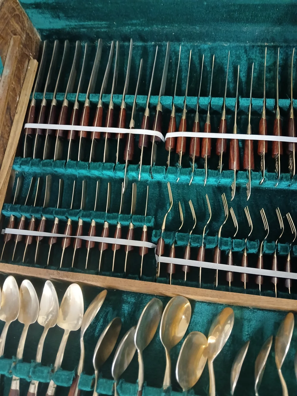 Vintage Gold Rosewood Flatware Complete Set 141 Piece