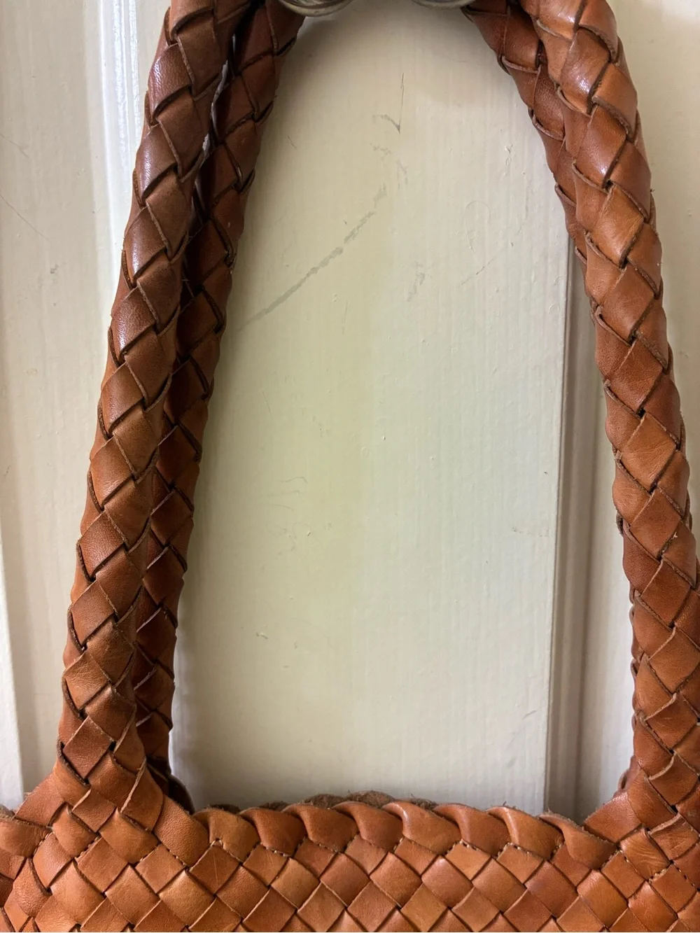 MILANER Elena Handwoven Leather Tote Bag Basket Shopper NWOT