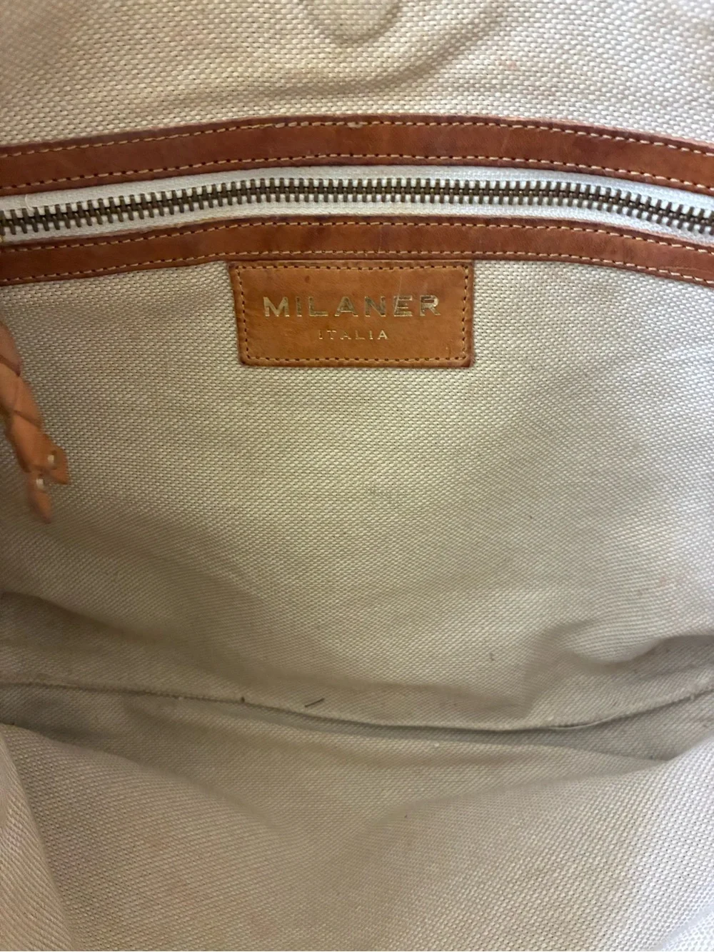 MILANER Elena Handwoven Leather Tote Bag Basket Shopper NWOT