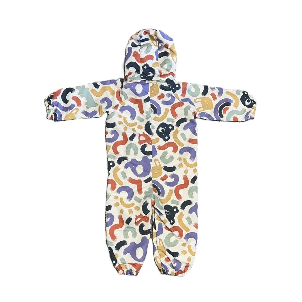 HM Kids Abstract Print Hooded Shell Suit 12-18M Multicolor One Piece Rain Suit