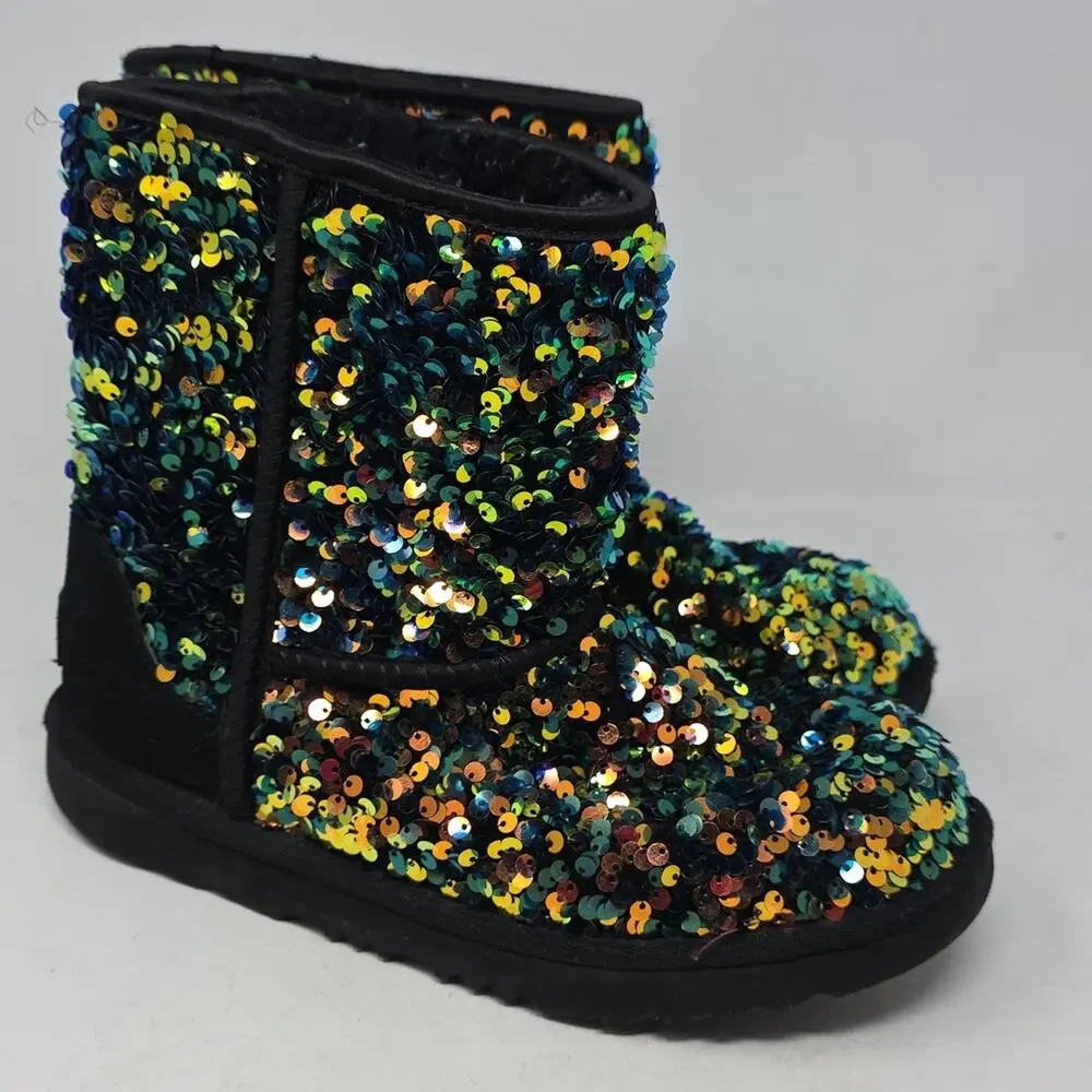 UGG Kids Sequin Black Boots Girls Size 4