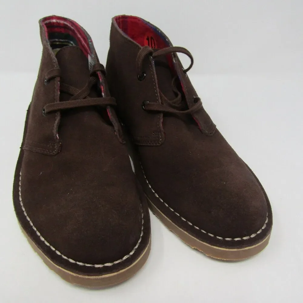 L.L.Bean Women's 10 Medium Brown Suede Chukka Boots Plaid Lined Stonington Lace