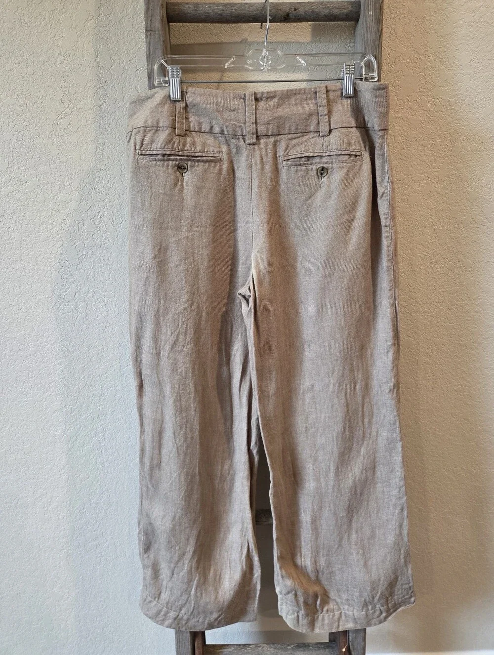 Banana Republic Wide Leg Linen Pants in Light Taupe - Size 12