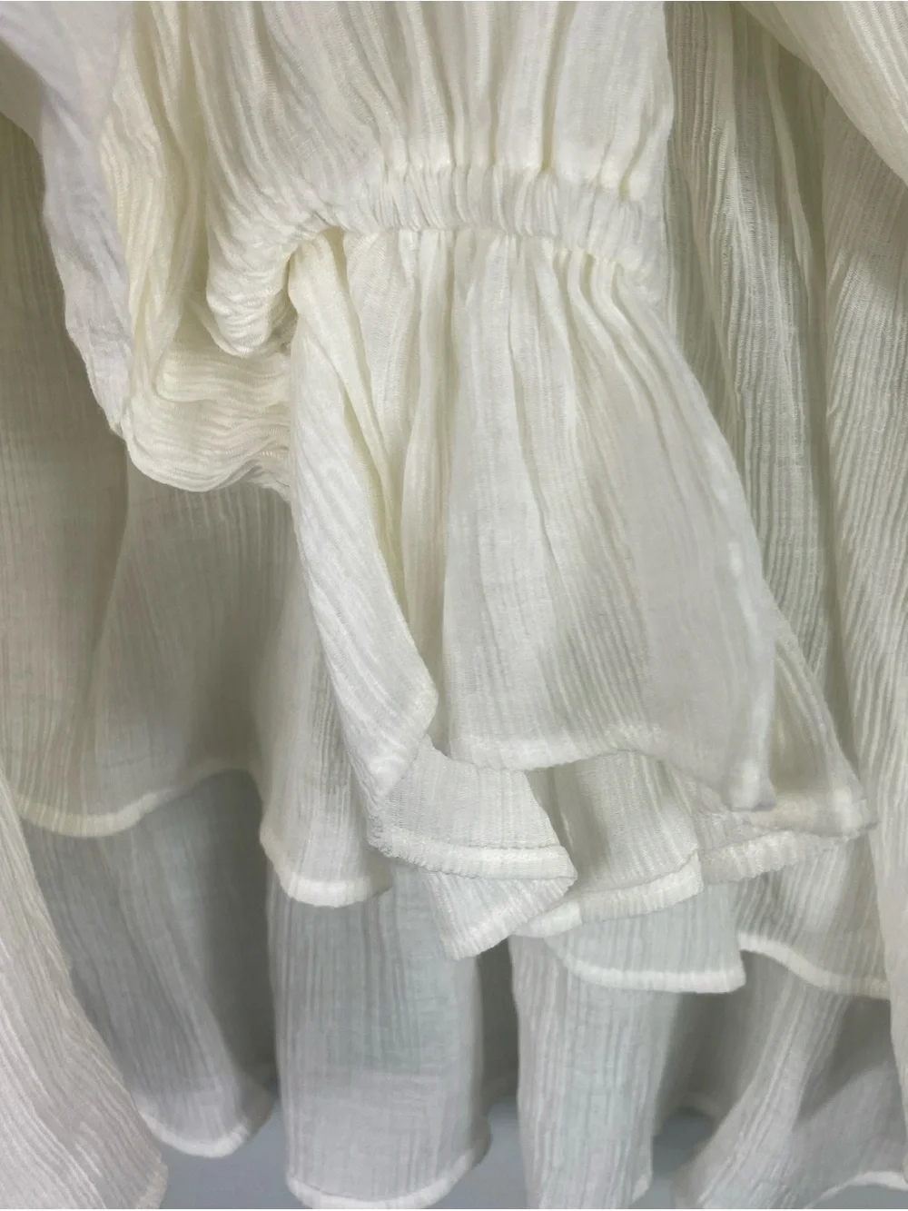 Free People Cream Layered Ruffle V-Neck Blouse