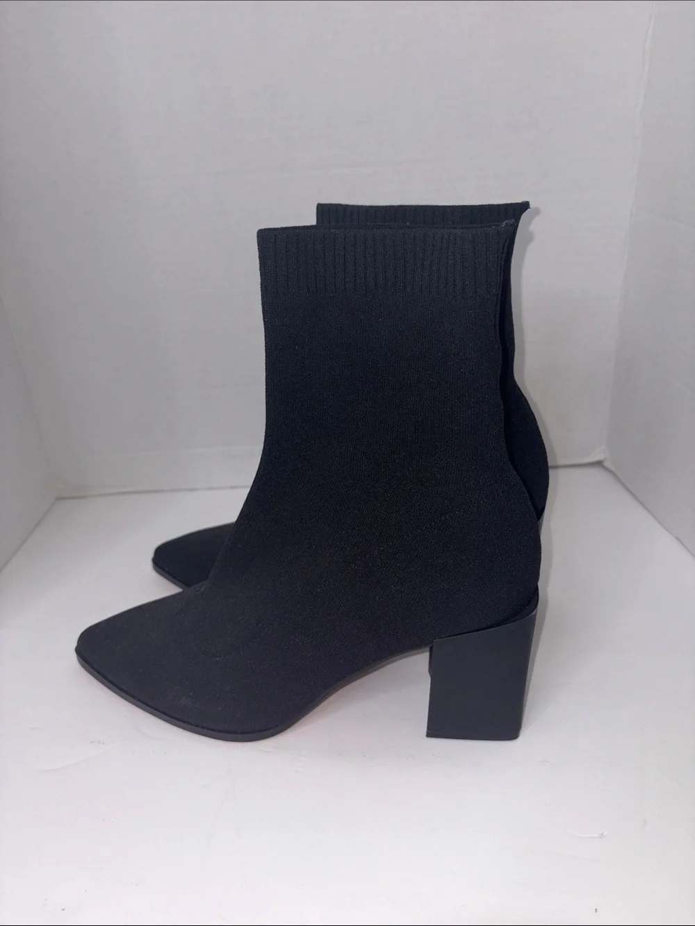 Aldo Black Stretch-Knit Pointed Sock Booties Size 8.5