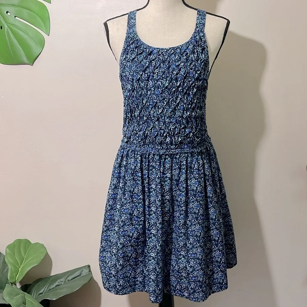 Free People Petunia Smocked Mini Dress in Cerulean Blue Sz. XS