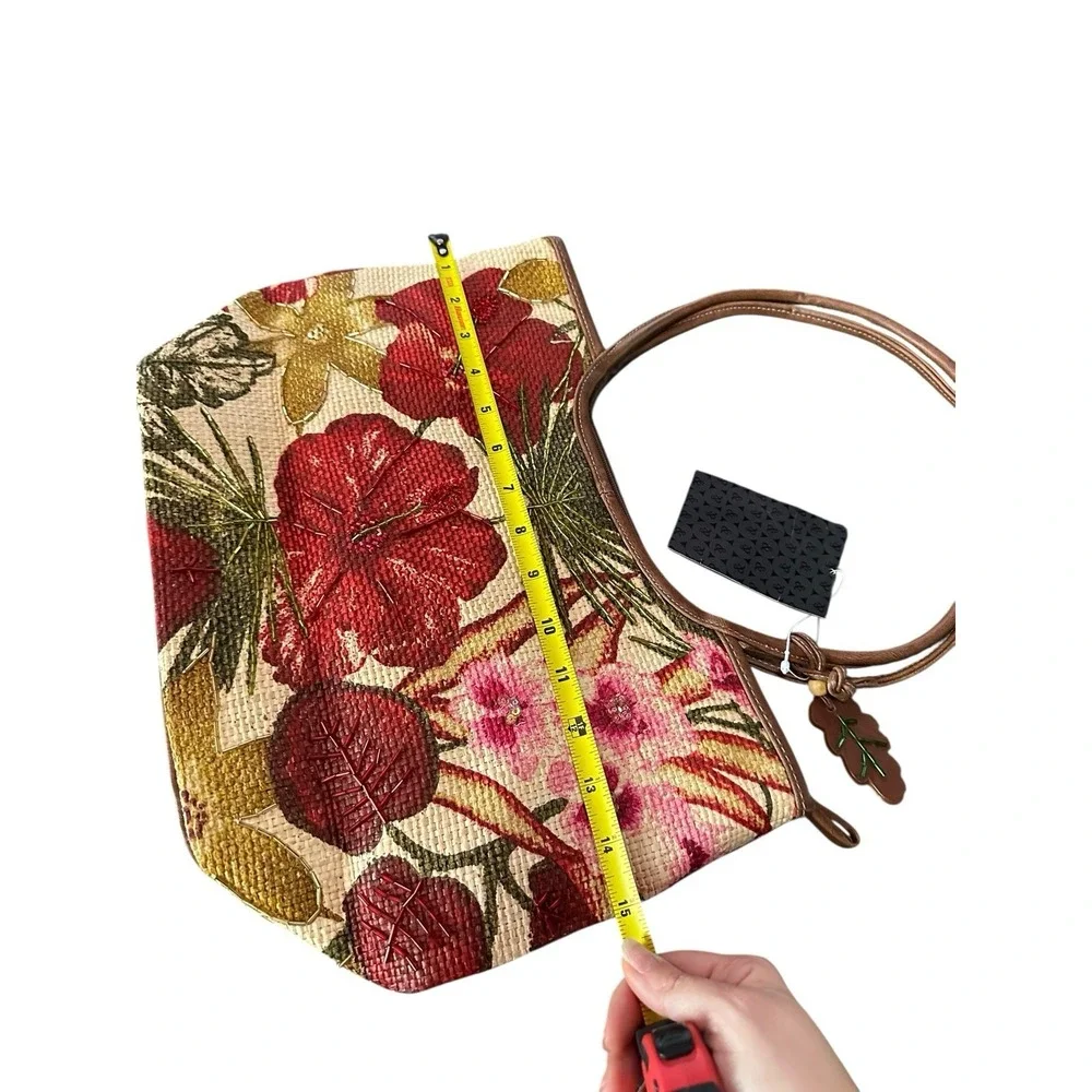 NEW frankie & johnnie floral beaded should bag‎ purse woven