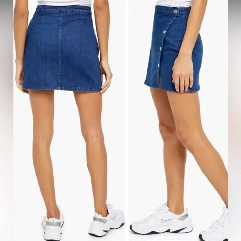 Free People-‎ We The Free Blue Wrap Mini Skirt Casual Sz 12