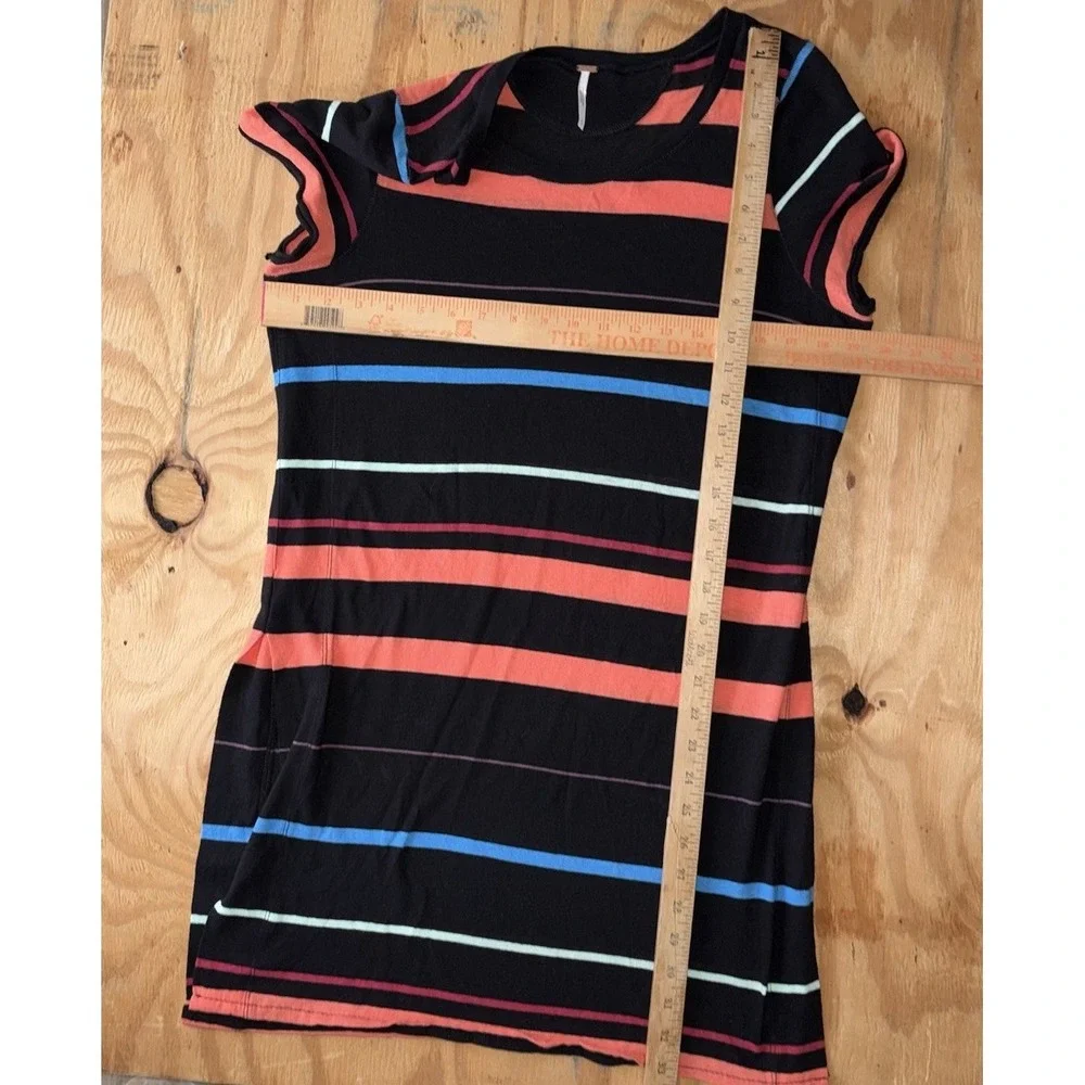 Free People Womens Too Legit Short Sleeve Side Slit‎ Striped Tunic Shirt Dress