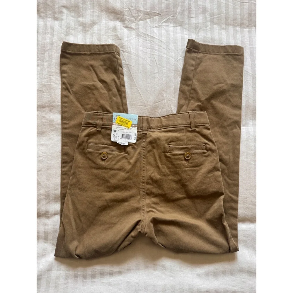 Class Club Gold Label Boys Khaki Chino Pants Brown Modern Fit Stretch Size 7 NWT