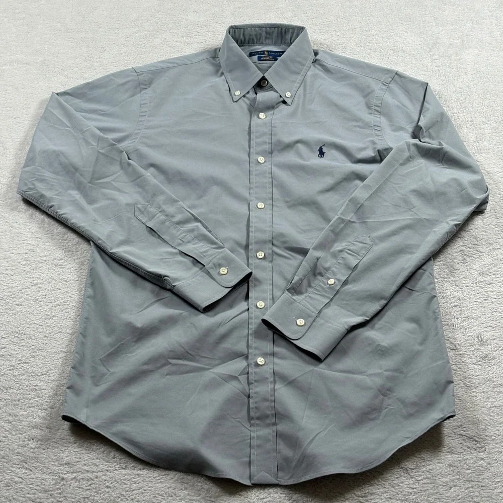 Polo Ralph Lauren Performance Shirt Mens Medium Gray Classic Fit Button Down