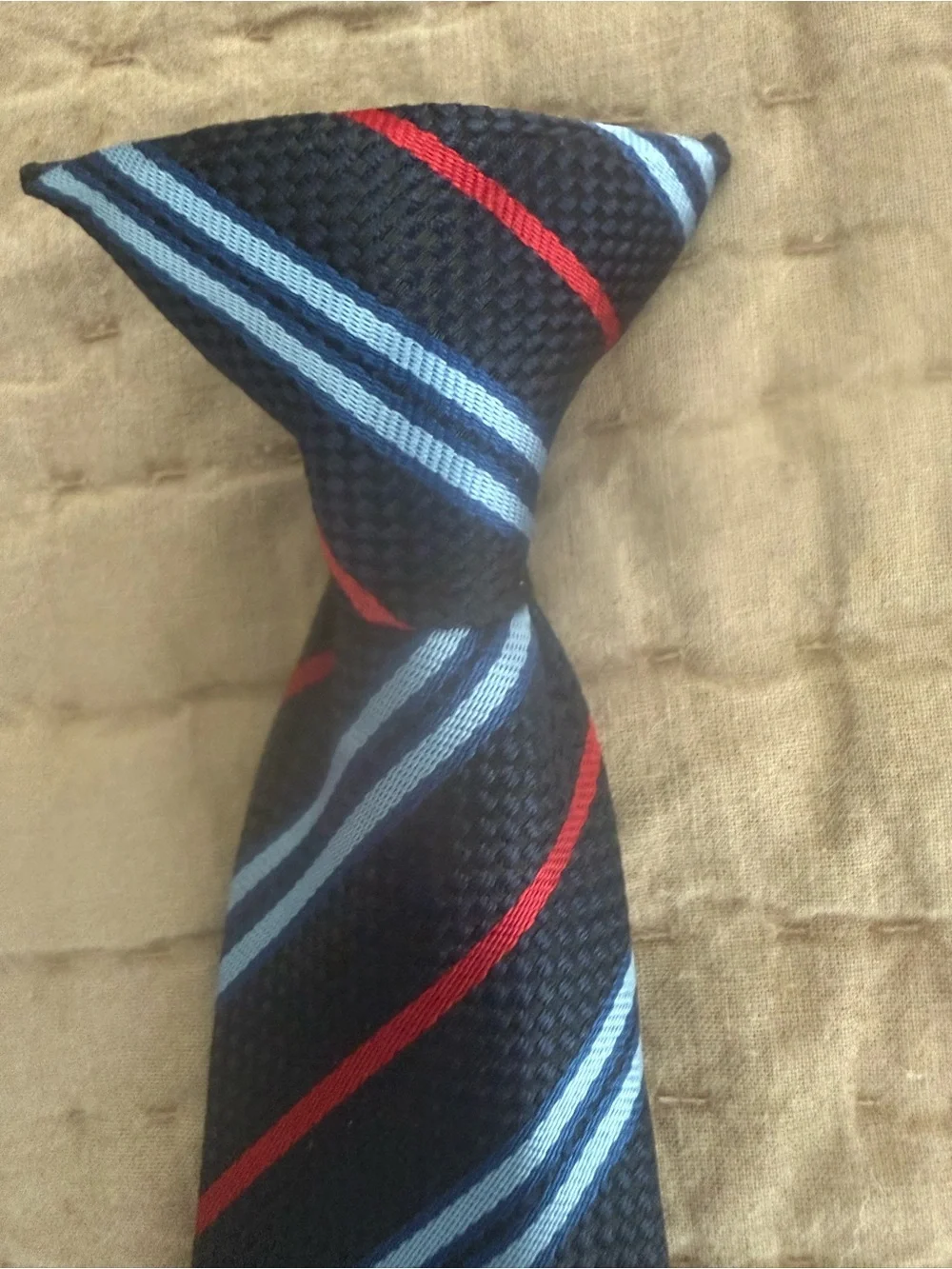 Boys Striped Blue & Red Neck Tie and Black Bow Tie
