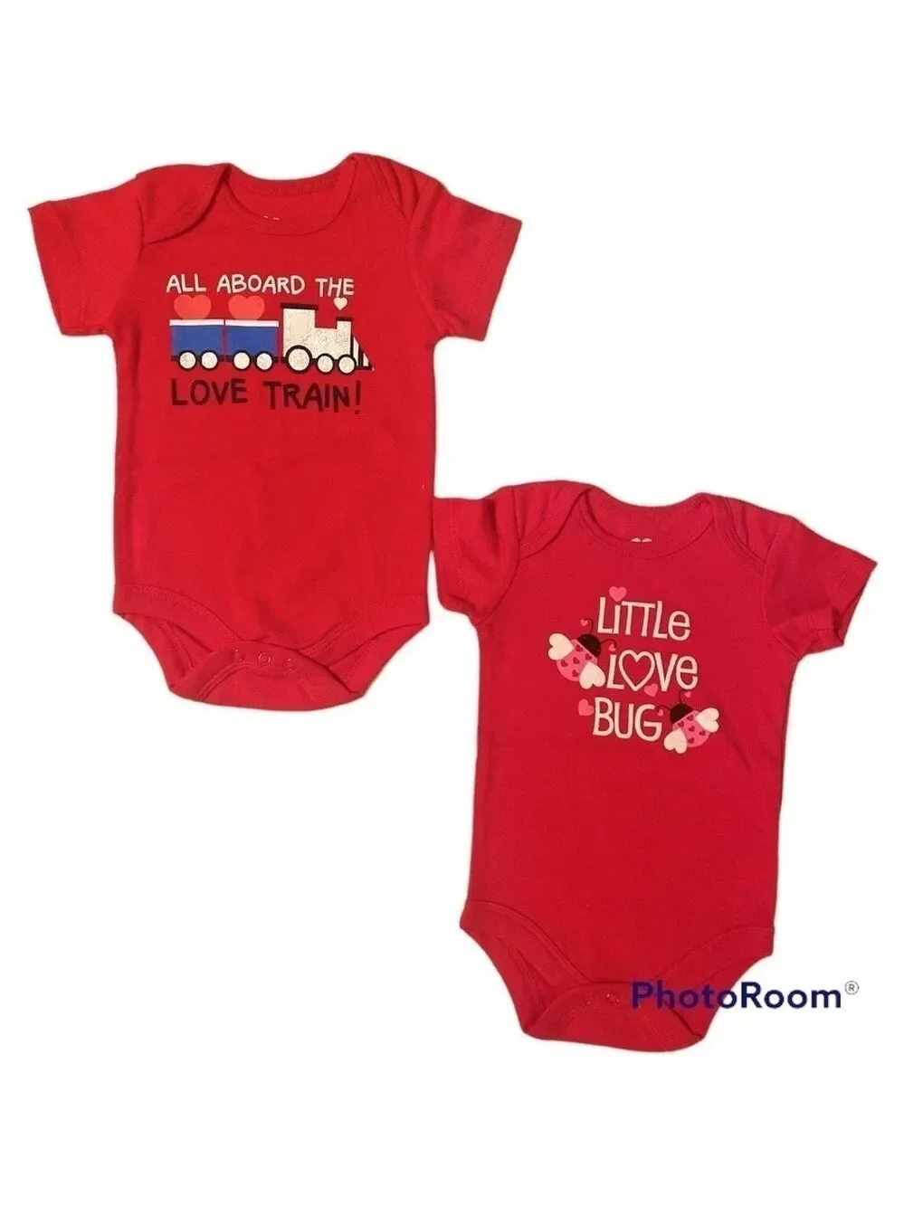 Infant Baby Shirts - Two cute red 0-3 Months One Piece Bodysuits Outfits. NWT