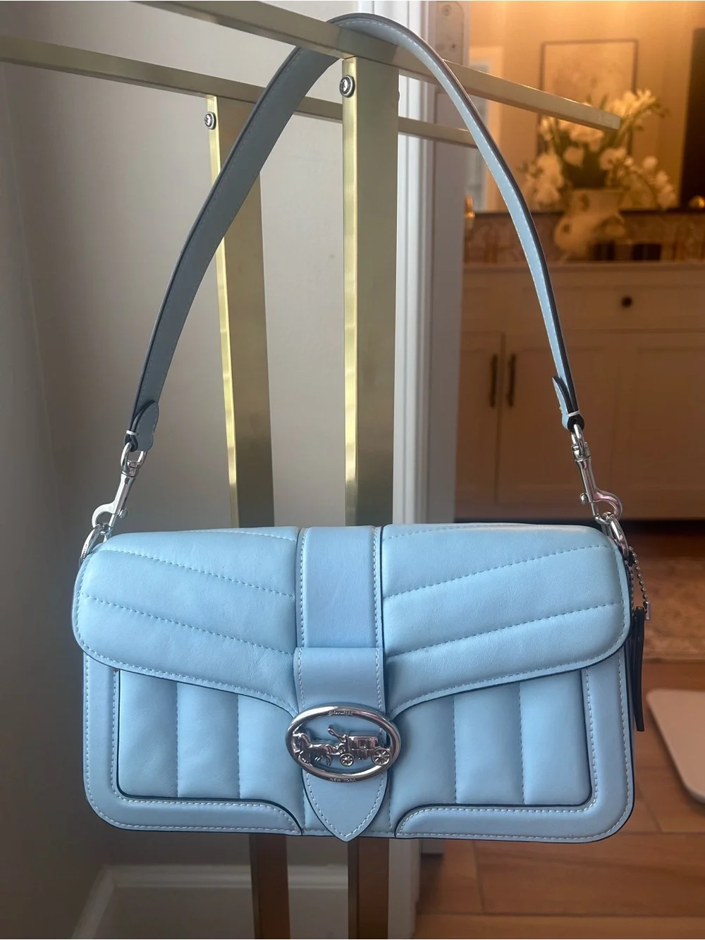 COACH Baby Blue Quilted Shoulder Bag