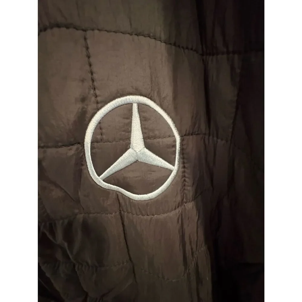 Mercedes Men's Quilted Hooded Puffer Jacket in Black