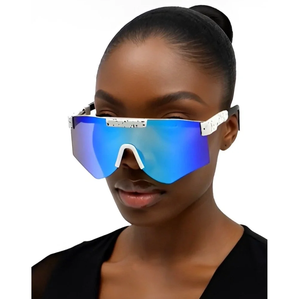 Women Sunglasses White Frame Mirrored Lens Sport Cycling Running Sunglasses 2026