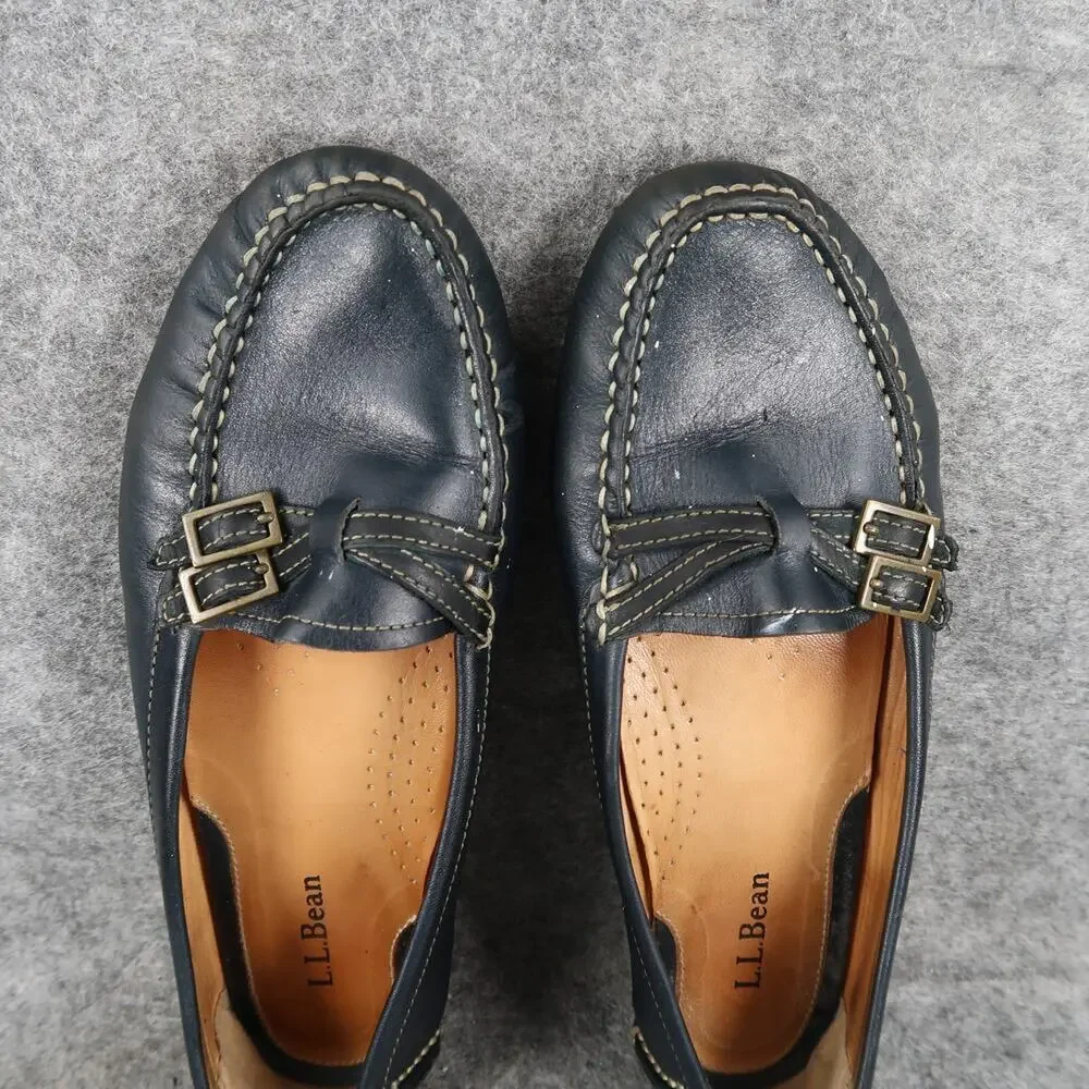 LL Bean Shoes Womens 7.5 Loafer Moccasin Slip On Leather Comfort Casual Classic