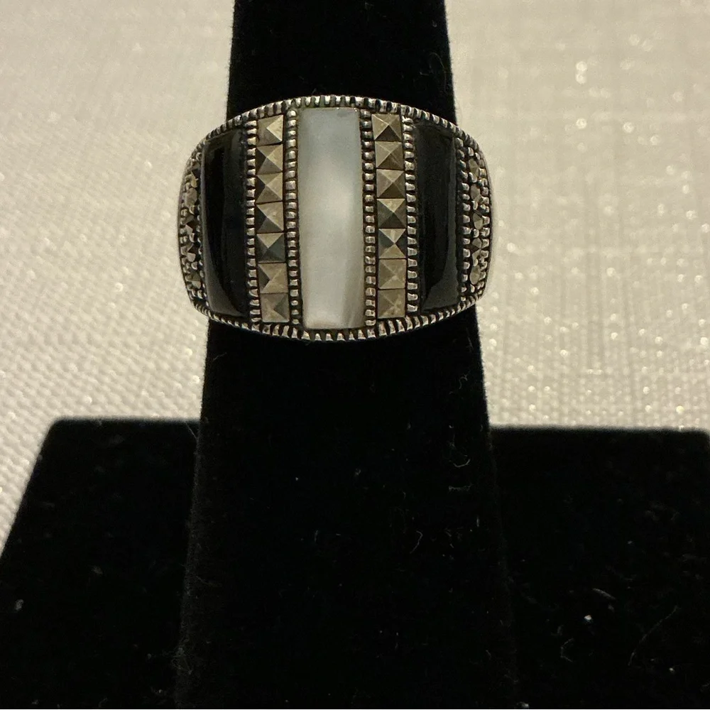 Black Onyx and Marcasite Ring