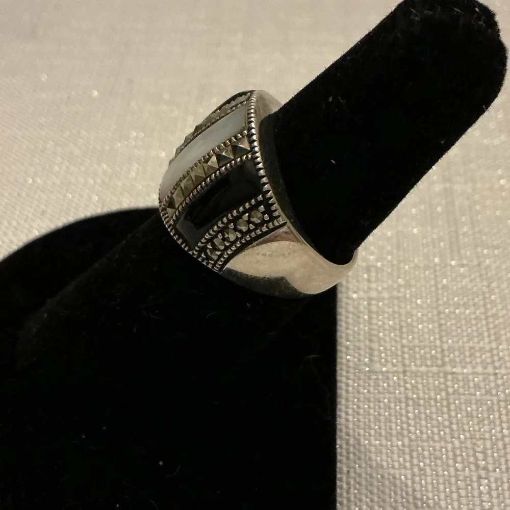 Black Onyx and Marcasite Ring this beautiful