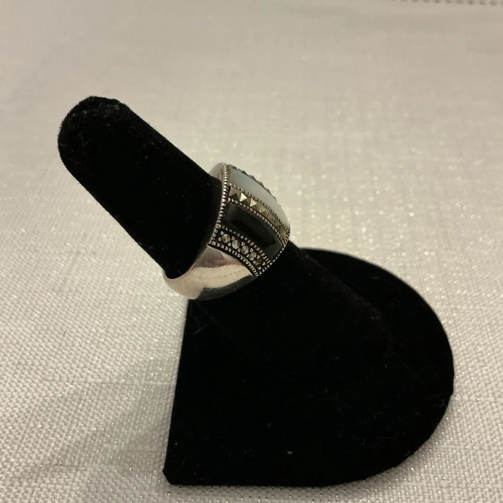 Black Onyx and Marcasite Ring this beautiful