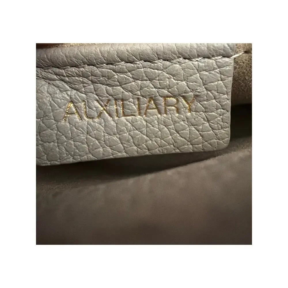 Aritzia Auxiliary pebbled leather Flap Belt bag Neutral gray-beige