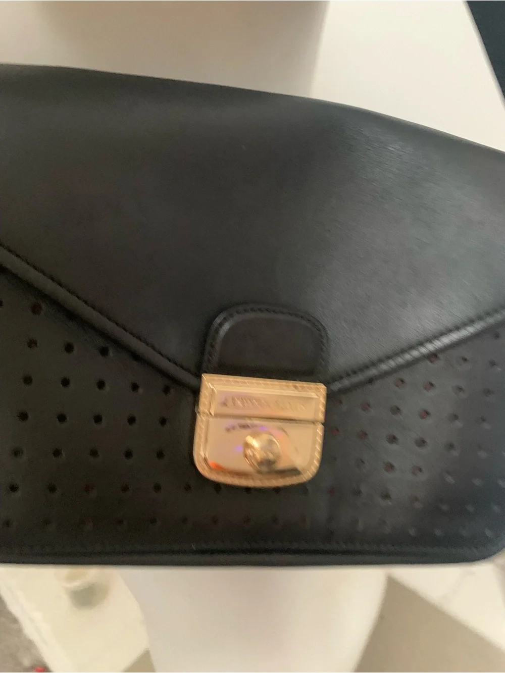 Black Longchamp  Leather Shoulder Bag with Gold Hardware