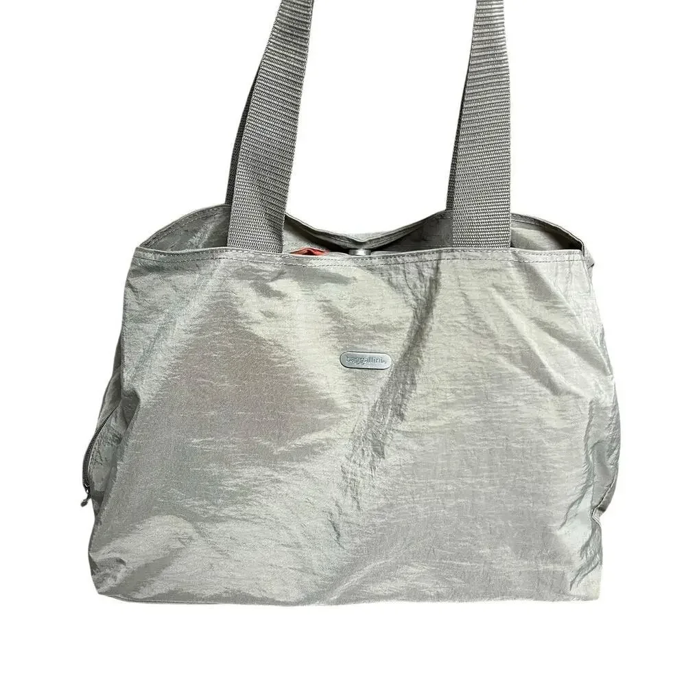 Baggallini Beige Tan Nylon Tote Travel Bag Multi Compartment Medium