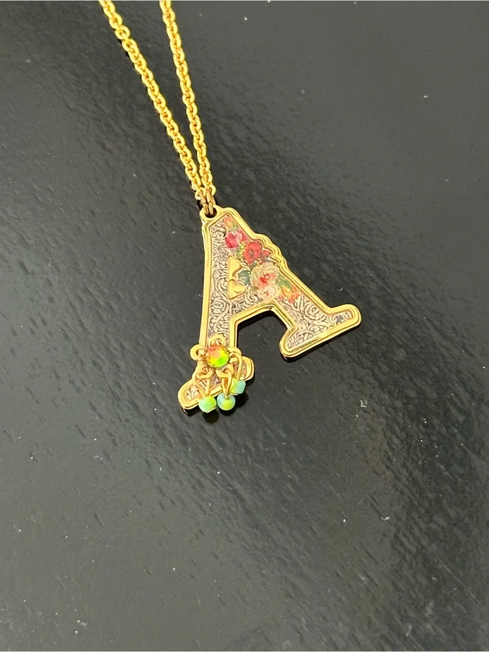 Michal Negrin Initial A Necklace NIB Swarovski Crystal Israel Boxed⁠