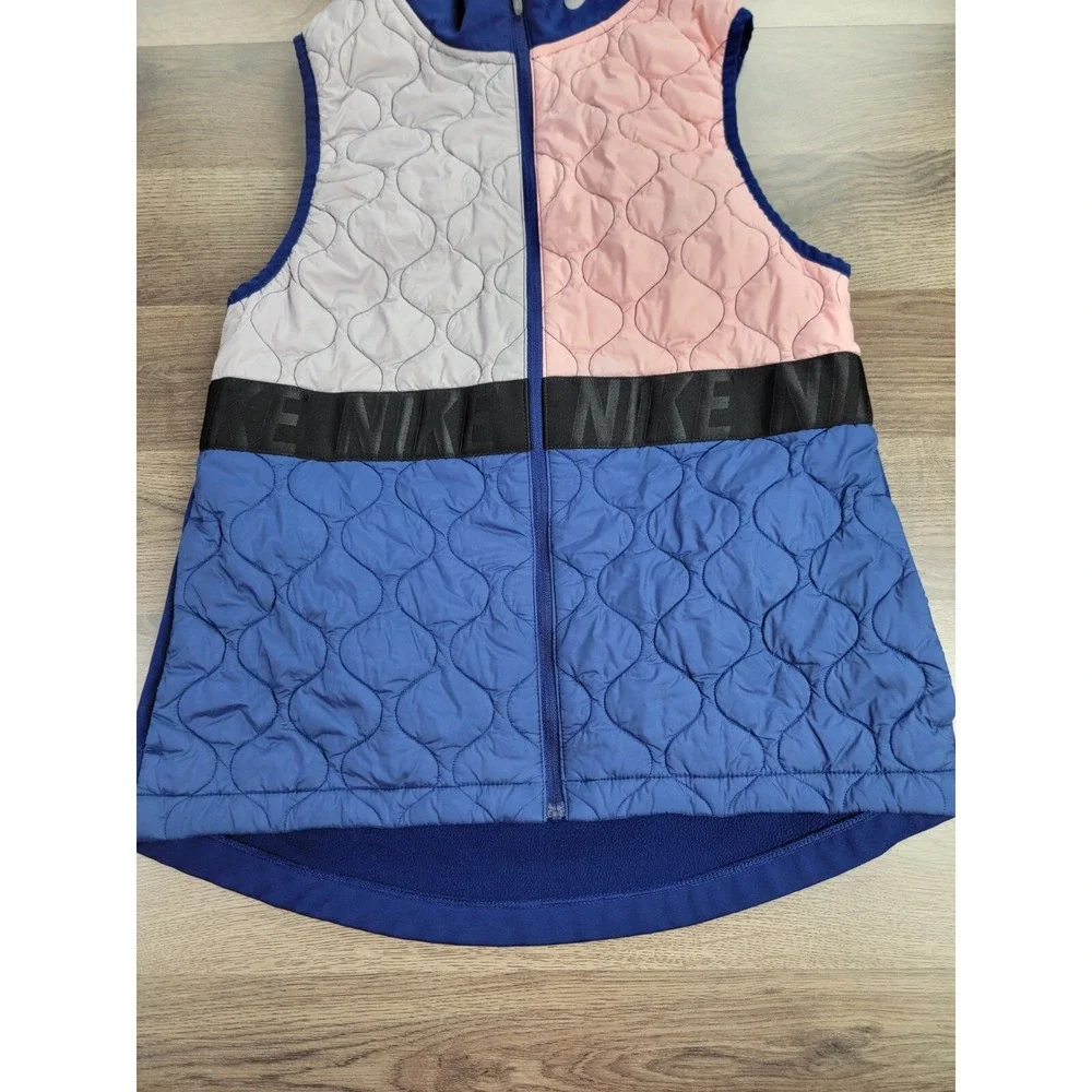 Nike Running Vest Small Color Block Mock Neck Full Zip Aero Layer Quilted Womens