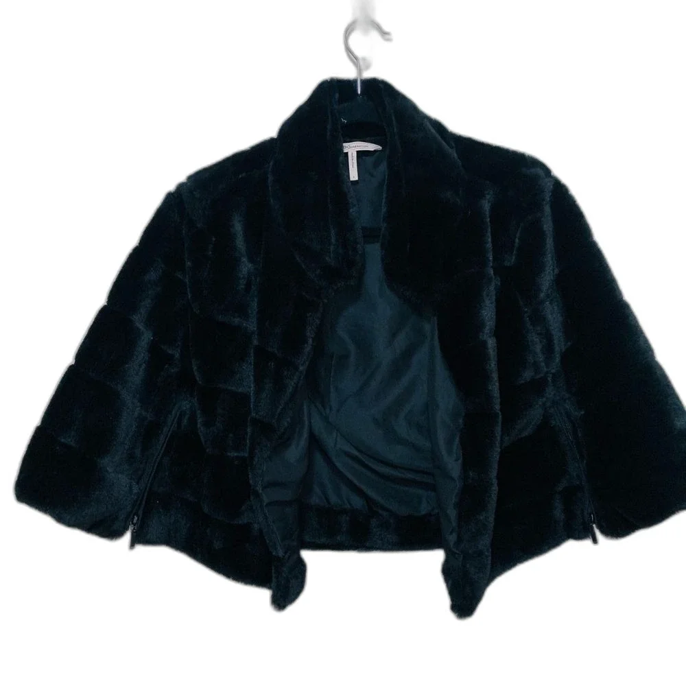 BCBG Generation Black Faux Fur Caplet size large